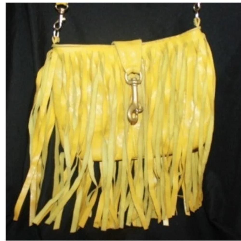JJ Winters Leather Yellow Fringe Crossbody Purse